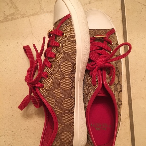 Women’s Red/Tan Coach Sneaker - Picture 3 of 3